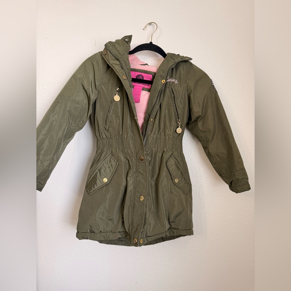 Weatherproof Girls Olive Green Fleece Lined Parka Jacket 7/8 - Picture 3 of 12